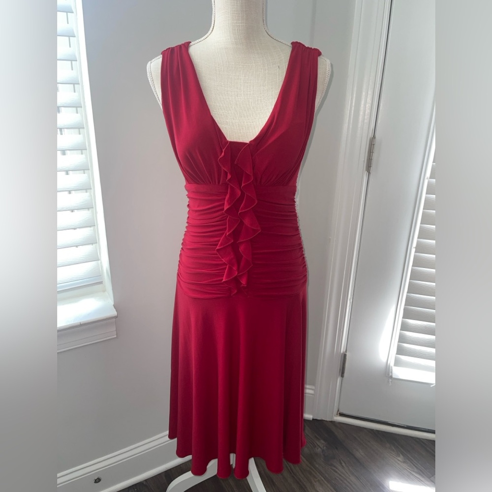 Vintage Frank Lyman Design Red Ruffled Maxi Dress